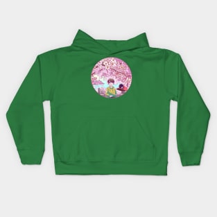 Man Standing Under The Sakura Tree Kids Hoodie